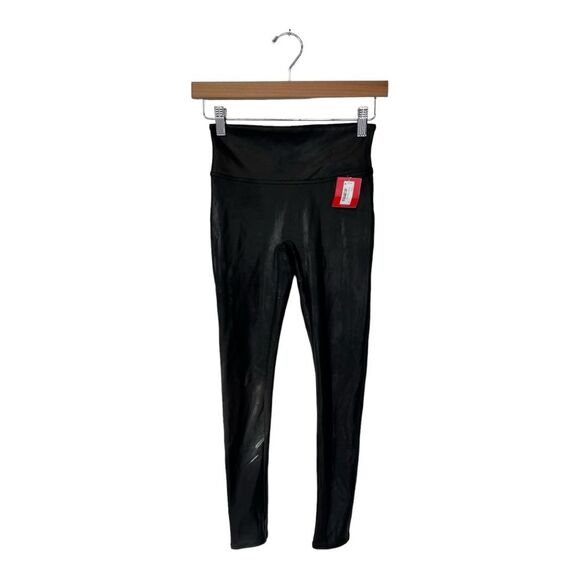 NWT Spanx | Black Faux Leather Leggings Small Petite - Picture 1 of 9